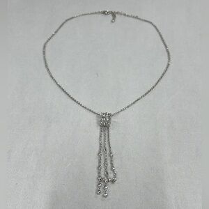 Vintage Silver Plated Necklace with CZ Dangles
